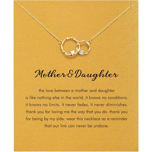 Baydurcan Dainty Gold Necklace for Women Ankh Mom Jesus Sun Star Necklace | 14K Gold Plated Pendant Necklaces Gifts for Friends Sister Mother, Birthday, Christmas, Graduation, Inspirational Gifts - style: Mother Daughter