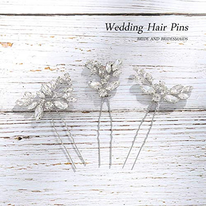 JAKAWIN Bridal Hair Pins Silver Rhinestone Wedding Hair Accessories Crystal Hair Jewelry for Women HP130 (Silver) - color: 1 Silver