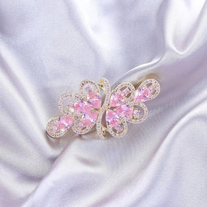 YOQUCOL Cubic Zirconia Crystal Rhinestone Wedding Brooch Pin for Women Brides Jewelry - color: A-Gold Pink
