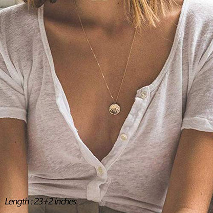Turandoss Dainty Layered Choker Necklace, Handmade Y Pendant Necklace Multilayer Bar Disc Necklace Adjustable Layering Choker Necklaces for Women - style: 3PCS - Amethyst&Bar&Hammered Disc