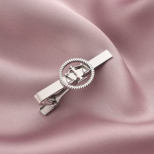 TINGKU Attorney Lawyer Cufflinks and Tie Clip for Men Gifts Scales of Justice Cuff links Tie Clasp Father in Law Enforcement Suit Shirt Jewelry - style: Tie Clip Silver