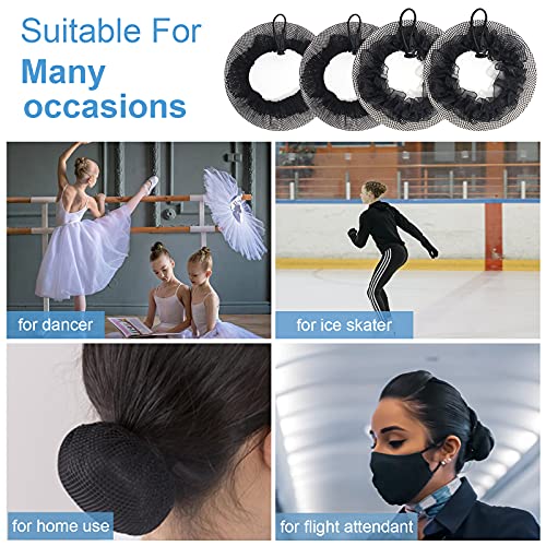 KESAPLAN 6PCS Bun Hair Nets Set Reusable Elastic Mesh Bun Cover for Ballerina Dancer Bank Clerk Nurse Hair Fixing Black Stretch Lace Hair Accessories Headwear for Women Girls Mixed Style (Medium)
