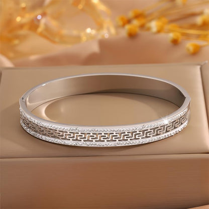 Silver Stainless Steel Bangle Bracelet - Non-tarnish Waterproof, Trendy Jewelry Gift Birthday for Women