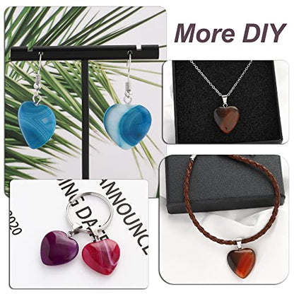 Lezam 24 Pieces Healing Crystal Heart Moon Cross Shaped Pendants Necklace Charms for DIY Jewelry Making Natural Quartz Stones Chakra Love Beads Bulk - color: 24Pcs-C