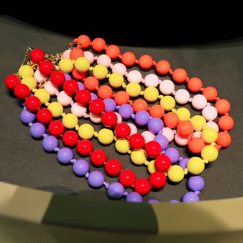 JNF Chunky Beaded Necklaces Women Large Big Ball Bead Choker Necklace Bold Statement Beads jewelry Gift - color: yellow bead choker