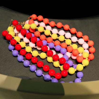 JNF Chunky Beaded Necklaces Women Large Big Ball Bead Choker Necklace Bold Statement Beads jewelry Gift - color: yellow bead choker