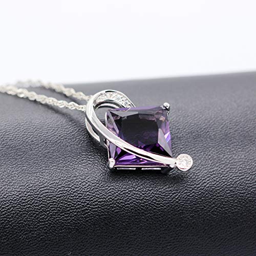 Uloveido Charm Created Topaz Big Square Crystal Necklace Matching Stud Earrings Rings Jewelry Set T295 - color: Purple
