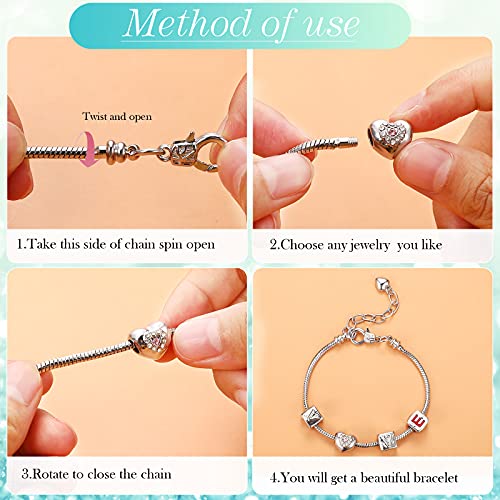 Hicarer 27Pcs Snake Chain Bracelet Charm Bracelets - size: 7.9 Inch