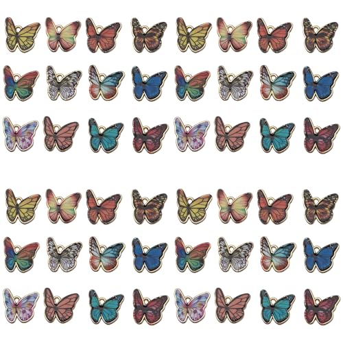 Sailanzi 24pcs Alloy enamel butterfly set Pendant Jewelry Making DIY Keychain Earrings Pendant Various Design Charms for Jewelry Making Bracelets Necklace (SN794) - color: SN794