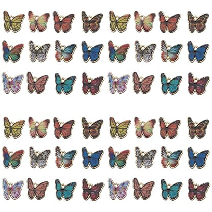 Sailanzi 24pcs Alloy enamel butterfly set Pendant Jewelry Making DIY Keychain Earrings Pendant Various Design Charms for Jewelry Making Bracelets Necklace (SN794) - color: SN794