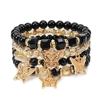 Boho Wooden Beads Bracelets Bohemian Bracelet Stack for Men Women Wood Beaded Bracelet Set - color: R