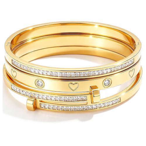 Camhanno Stackable Silver Bracelets for Women Stainless Steel Love & Friendship Bangle, Mothers Day Valentines Birthday Christmas Jewelry Gifts for Mom Her Wife Grandma - style: Style 14