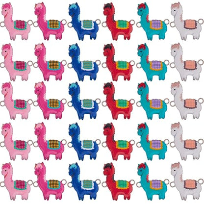SUNNYCLUE 1 Box 40PCS Cute Animal Charms Llama Charm Bulk Sheep White Funny Cartoon Alpaca Alloy Enamel Connector Link Charms for Jewelry Making Charms Earrings Necklace Bracelets DIY Crafts