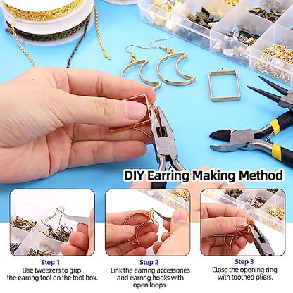 Glarks 1465Pcs Jewelry Making Kit, Jewelry Making Supplies Kit Includes Jewelry Pliers Tools, Jewelry Findings for Jewelry Making and Repair - size: 1465pcs