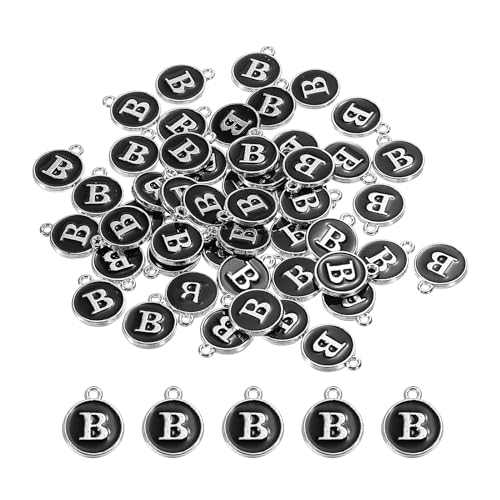 MECCANIXITY Alphabet Enamel Letter Charm Jewelry Charm Pendant for Jewelry Making, Bracelet, Craft - style: B