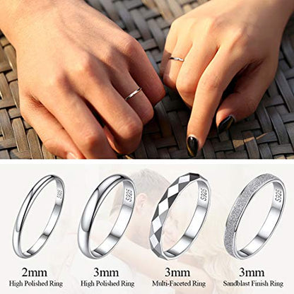 ChicSilver 2/3/5mm 925 Sterling Silver Ring Customizable Plain Dome High Polished Wedding Band Comfort Fit Size 4-12 - color: 3MM Silver-Engraving