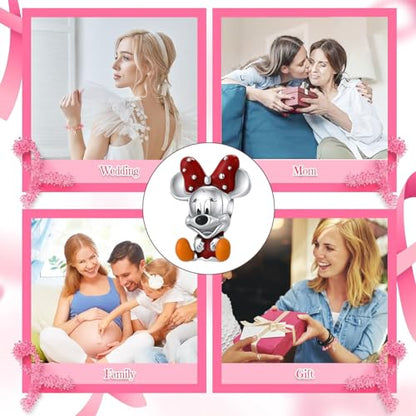 Charm for Bracelets and Necklaces Heart Cat Flower Boy 925 Sterling Silver Bead Birthday Jewelry Gift for Women - color: Cute Mouse Charm