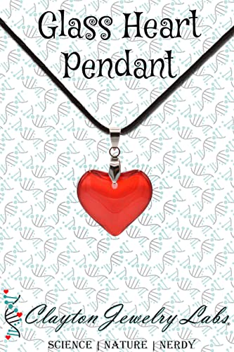 Large Red Semi-Transparent Solid Glass Heart Pendant Necklace - style: Small Black
