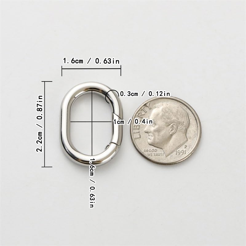 1Pc Oval Spring Clasps Clips Connector Rings for Keychain DIY Crafts (Silver-I) - color: Silver-I