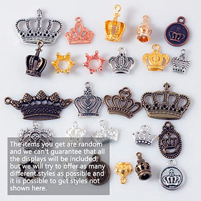 stino 100 G Mixed Style Metal Charms for Jewelry Making, Bulk Silver & Gold Plated, for Bracelet, Necklace, Earrings DIY Crafts - style: Crown