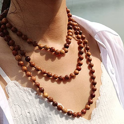 Firstmeet Fashion Natural Round Wood Beads 60'' Long Strand Art Deco Necklace for Women - color: B