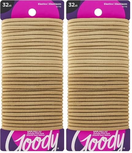 Goody Ouchless Elastic Hair Tie-32 Count, Blonde-4MM for Medium-Hair-Slide-proof Pain-Free Hair Accessories for-Men, Women,Boys & Girls - Perfect for Long Lasting Braids,Ponytails & More (Pack of 2) - size: 32 Count (Pack of 2)