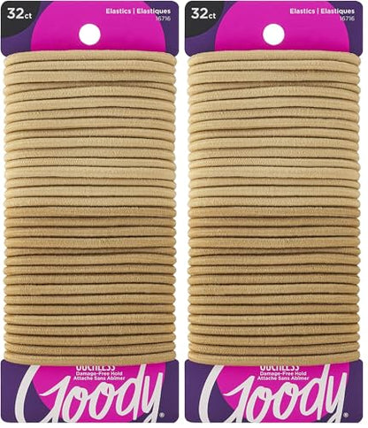 Goody Ouchless Elastic Hair Tie-32 Count, Blonde-4MM for Medium-Hair-Slide-proof Pain-Free Hair Accessories for-Men, Women,Boys & Girls - Perfect for Long Lasting Braids,Ponytails & More (Pack of 2) - size: 32 Count (Pack of 2)
