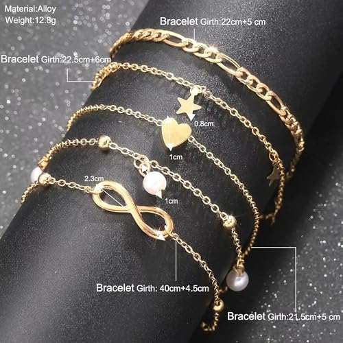 Fesciory 14K Gold Plated Ankle Bracelets Sets For Women, Adjustable Layered Infinite Anklet, Summer Beach Butterfly Star Foot Chain Jewelry Gifts - style: Butterfly(Gold)