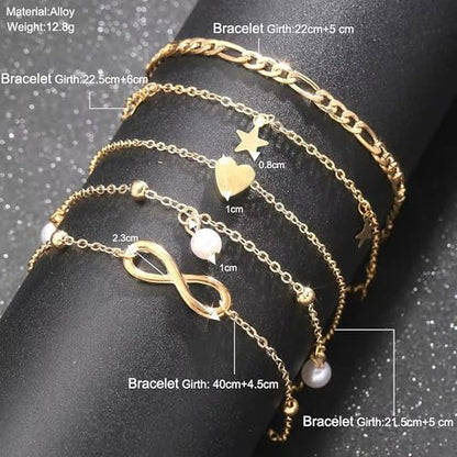 Fesciory 14K Gold Plated Ankle Bracelets Sets For Women, Adjustable Layered Infinite Anklet, Summer Beach Butterfly Star Foot Chain Jewelry Gifts - style: Butterfly(Gold)