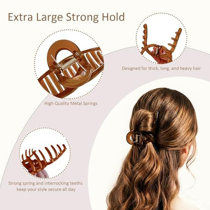 Extra Large Hair Claw Clips for Thick Hair, Big Non-Slip Claw Clips for Women, 4 Pack 5.1" Jelly & Matte Hair Clips for Long Hair (Jelly-B 4pcs 5.1") - color: Jelly-B 4pcs 5.1"