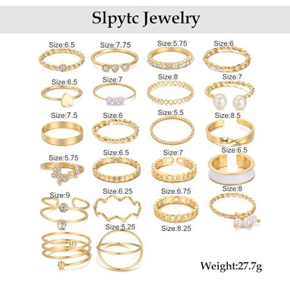 Knuckle Rings Set for Women, Dainty Stackable Midi Rings Simple Stacking Joint Finger Rings Pack Adjustable Cute Butterfly Heart Rings Mixed Size - style: C-22Pcs