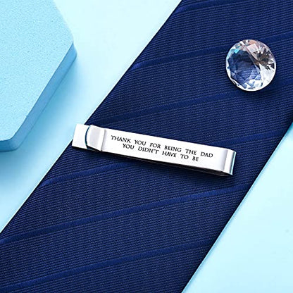 Father of the Bride and Groom Gifts - Wedding Tie Clips for Groomsmen From the Bride - Stainless Steel Tie Bars - color: Step Father of The Bride - White