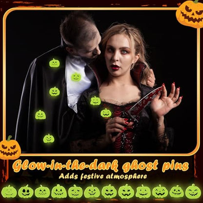 Liliaafar 36 Pieces Halloween Enamel Pins Set Grow in the Dark Halloween Lapel Pins Bulk for Backpacks Clothing Hat Bag Gifts - style: Pumpkin