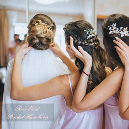 Bridal Hair Accessories Bright Gold Handmade Rhinestone Wedding Hair Duckbilled Clip for Brides, Wedding Head Pieces for Women and Bridesmaids Flower Girls - color: Bright KC Gold