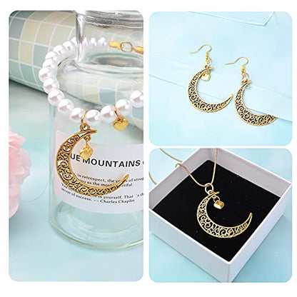 40pcs Antique Golden Hollow Moon Charms Alloy Luna Crescent Symbol Filigree Pendants Jewelry Making Findings for DIY Bracelets Necklace Earring Crafts Supplies - color: Gold