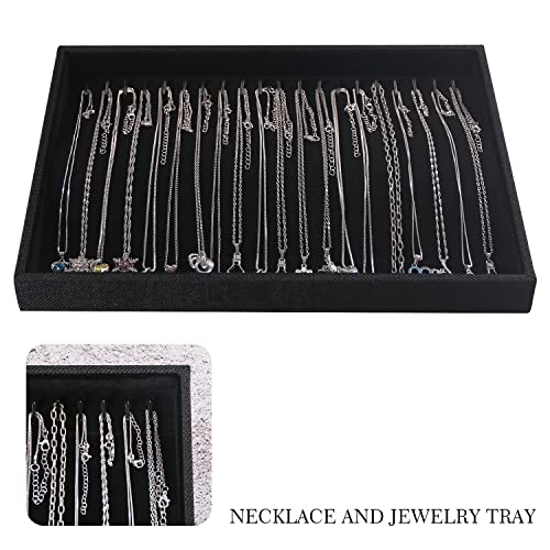 Julysky 2 Pcs/set Stackable Jewelry Organizer Trays，Necklace Tray+Necklace Tray, Jewelry Displays for Selling,Black - size: Necklace Tray + Necklace Tray