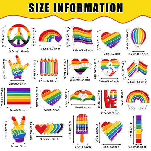Giegxin 40 Pcs Rainbow Pride Pins Bulk LGBT Lapel Pins Gay Heart Flag Brooch for Clothes Bags Accessories Gifts - style: Pride