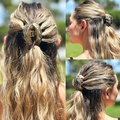 Camila Paris CP3630 French Octopus Hair Clip, 2.5" Small Claw Clips for Thick Hair, Girl Octopus Claw Clip for Women, Strong No-Slip Grip, Wide Jaw Clips for Women, Made in France - color: Black/Gold 2.5"