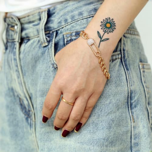 PEARLADA 18k Gold Plated Chain Layerd Bracelet Coin Charm Toggle Bracelet Trendy Cubic Zirconia Jewelry - color: Pin