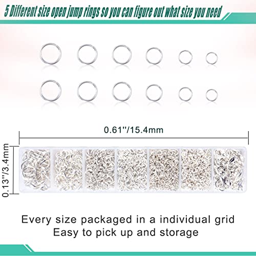 Jump Rings for Jewelry Making Kit, 1500 pcs Jewelry Repair Kit for Necklace Bracelet, Lobster Clasps and Closures Repair Supplies Kit with Pliers Tweezers-Silver - color: Silver