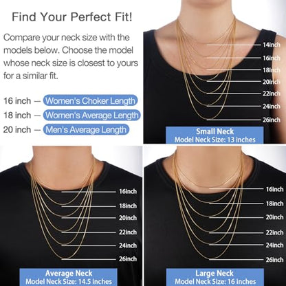 Jewlpire 18k Gold Plated 925 Sterling Silver Chain Necklace for Women, 1.2mm Cable Chain Necklace Super Sturdy & Shiny Women's Chains Necklaces 14/16/17/18/20/22/24 Inches - color: 18K Gold Plated, size: 14 Inch