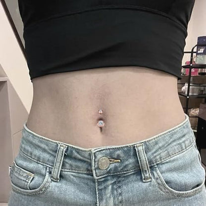 14G Dangle Belly Button Ring Piercing Jewelry 316L Stainless Surgical Steel Heart Flower CZ Reverse Navel Rings Dangling Belly Button Ring Piercing Jewelry for Women 14 Gauge Hypoallergenic - style: 12Pcs Rose Gold