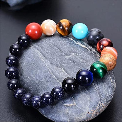 ONLYJUMP Planet Bracelet Solar System Universe Galaxy Bracelet Handmade Natural Stone Bead Bracelet String Adjustable Astronomy Gifts Bangle for Women Men - color: Night Sky Planet
