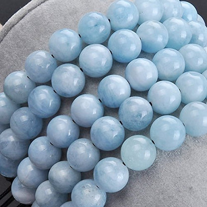 MASSIVE BEADS Natural Healing Power Gemstone Crystal Beads Unisex Adjustable Macrame Bracelets - color: Aquamarine, size: 6mm