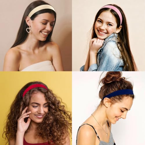 Wecoe Satin Headbands, 16 Pcs 1 Inch Hair Bands for Women & Girls(Set F) | Great for daily wear, festive looks & DIY crafts - color: Set F