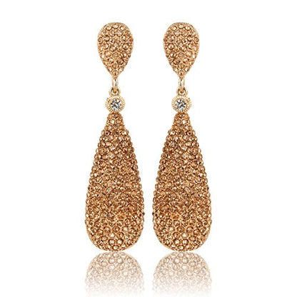 Moonstruck Costume Jewelry Women's Champagne Diamond Golden Dangle Drop Earrings - color: Rose Gold