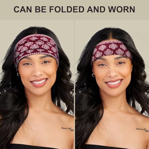 DiyJibb Boho Headbands for Women, 7PCS Fashion Wide Hair Bands for Summer Vacation & Music Festival - color: Black03