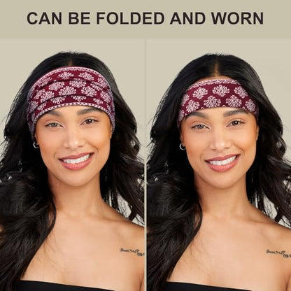 DiyJibb Boho Headbands for Women, 7PCS Fashion Wide Hair Bands for Summer Vacation & Music Festival - color: Black03