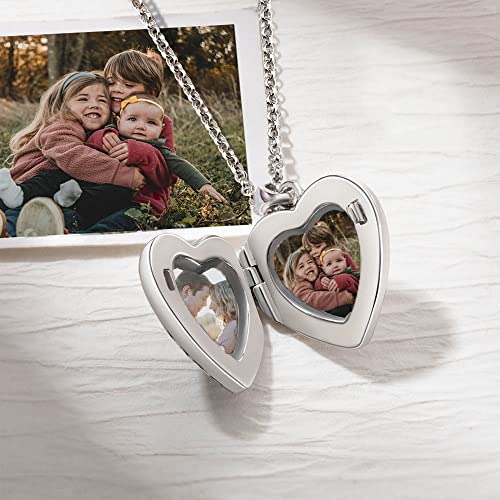 AILIN Heart Tree Of Life Necklace With Photo 925 Sterling Silver/Brass Customize Photo Pendant With Chain Back Engraved Locket With Picture Gifts For Women Mom Daughter Grandma