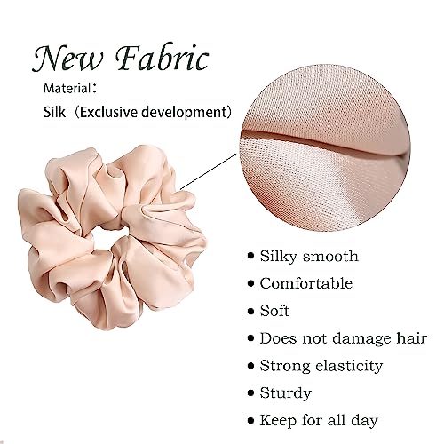 4 PCS Large Satin Silk Scrunchies for Women Big Hair Scrunchies Thick Hair | Blue Green Rose-Red Champagne / Stretched 10" Length / No Damage / Gift Box /Diameter: 5 inches / All Hairstyles - color: Blue Green Rose-Red Champagne, size: 1 Count (Pack of 4)